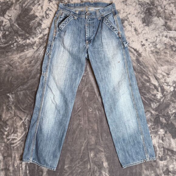 Vintage Y2K Polo Ralph Lauren Jeans Leather Patch Size 30x30 Wide Leg Faded - Picture 1 of 7